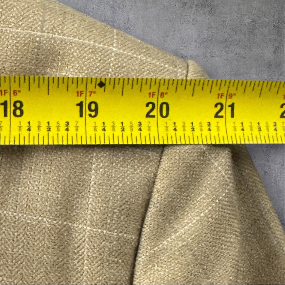 J Ferrar 42S Tan Windowpane Blazer Wool Linen Silk Italian Fabric Sport Coat - Picture 16 of 16